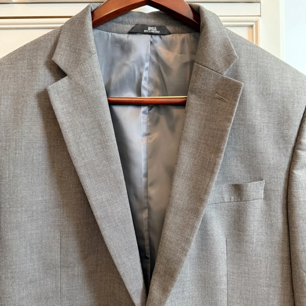 J.M. Haggar Sport Coat Mens 44L Grey Classic Fit Two Button Blazer 1023641
